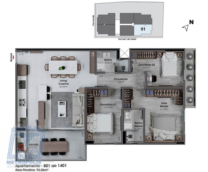 Apartamento para venda no Estreito em Florianopolis com 93,06m² por R$ 1.600.000,00