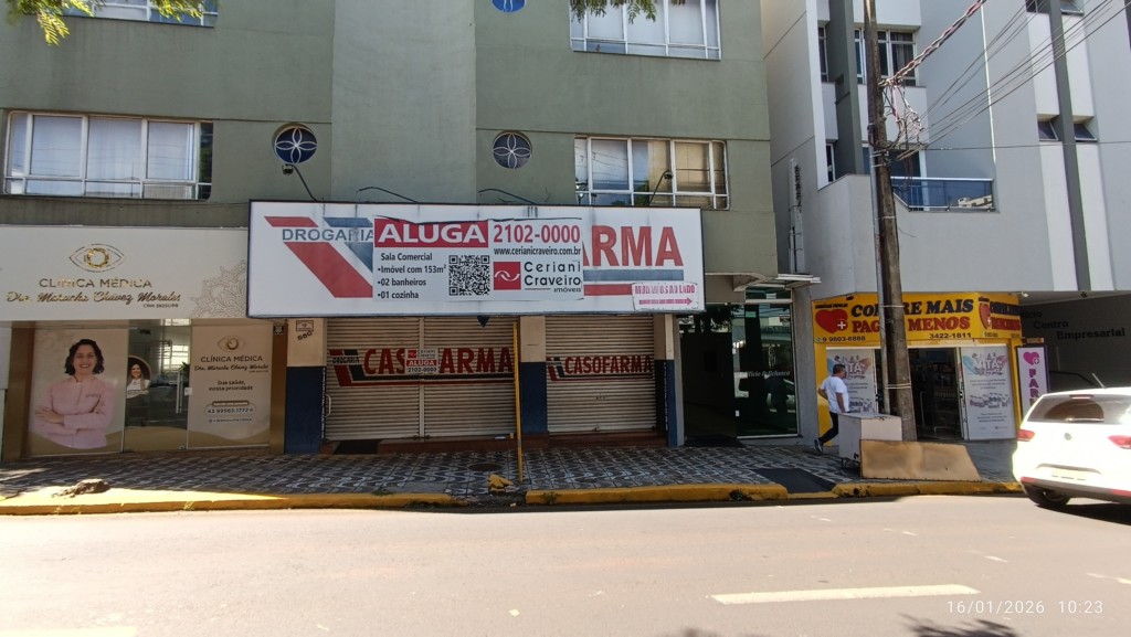 Sala Comercial para locacao no Centro em Apucarana com 0,00m² por R$ 4.300,00