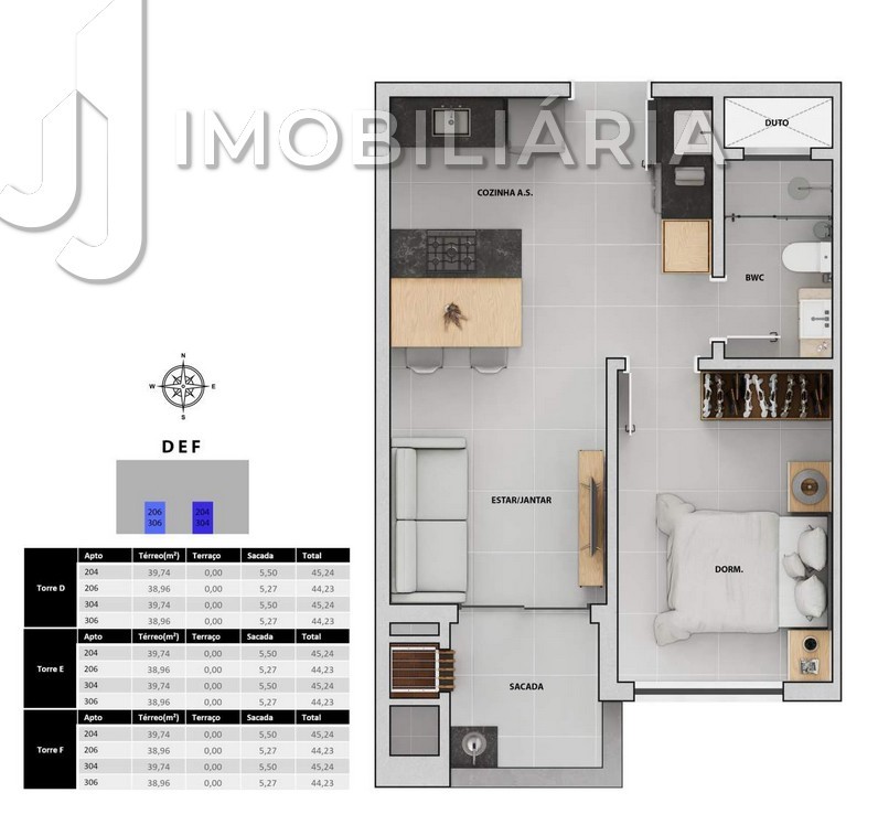 Apartamento para venda no Ingleses do Rio Vermelho em Florianopolis com 56,23m² por R$ 406.502,74