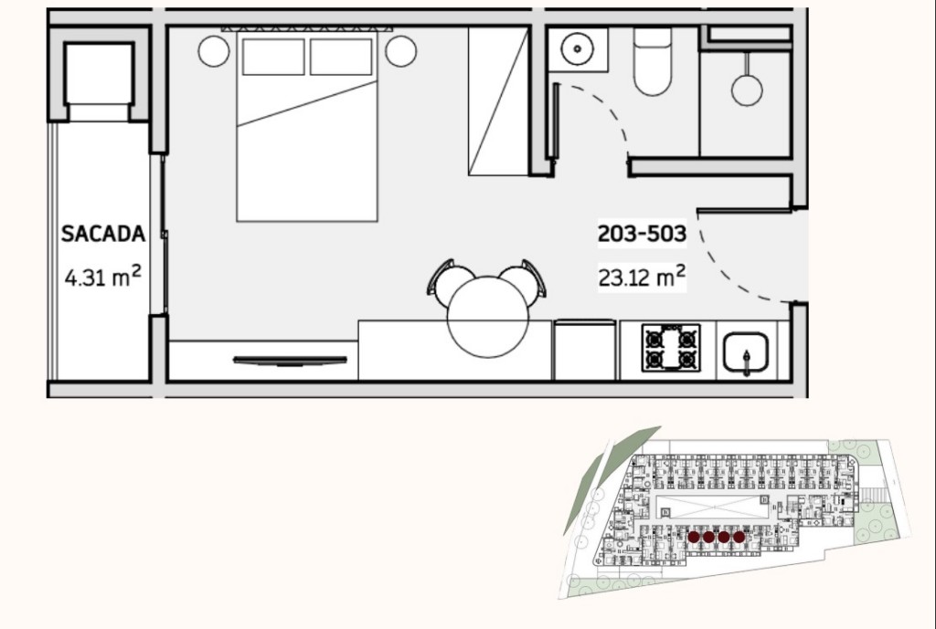 Apartamento para venda no Canasvieiras em Florianopolis com 42m² por R$ 441.000,00