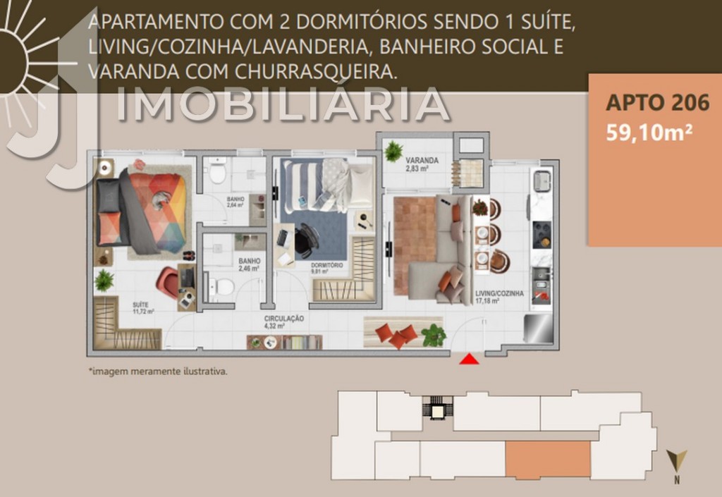 Apartamento para venda no Ingleses do Rio Vermelho em Florianopolis com 71,1m² por R$ 481.341,00
