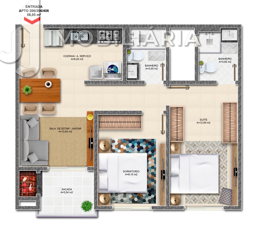 Apartamento para venda no Ingleses do Rio Vermelho em Florianopolis com 70m² por R$ 430.180,00