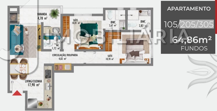 Apartamento para venda no Ingleses do Rio Vermelho em Florianopolis com 70,75m² por R$ 483.000,00