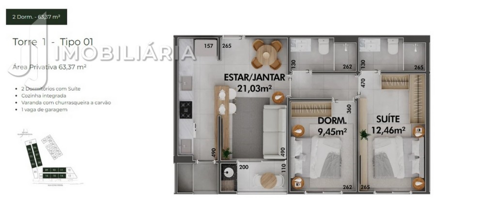 Apartamento para venda no Cachoeira do Bom Jesus em Florianopolis com 40,88m² por R$ 288.000,00