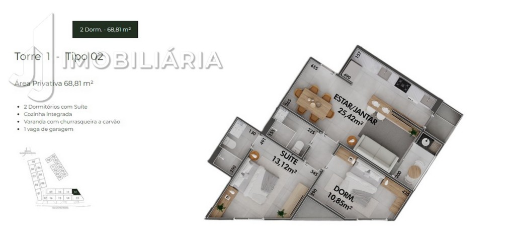 Apartamento para venda no Cachoeira do Bom Jesus em Florianopolis com 40,88m² por R$ 288.000,00