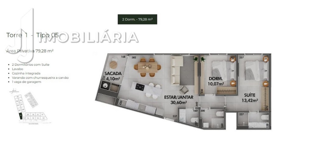 Apartamento para venda no Cachoeira do Bom Jesus em Florianopolis com 40,88m² por R$ 288.000,00