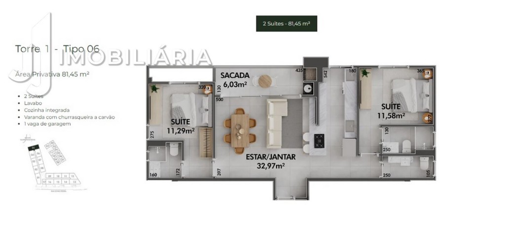 Apartamento para venda no Cachoeira do Bom Jesus em Florianopolis com 40,88m² por R$ 288.000,00