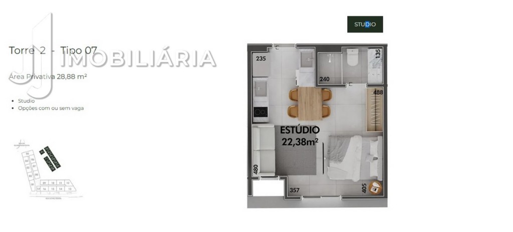 Apartamento para venda no Cachoeira do Bom Jesus em Florianopolis com 40,88m² por R$ 288.000,00