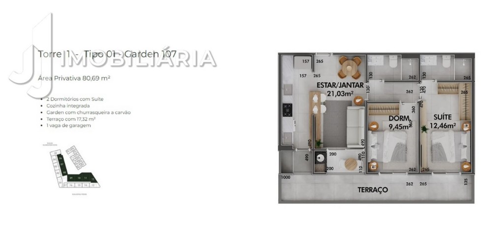 Apartamento para venda no Cachoeira do Bom Jesus em Florianopolis com 40,88m² por R$ 288.000,00