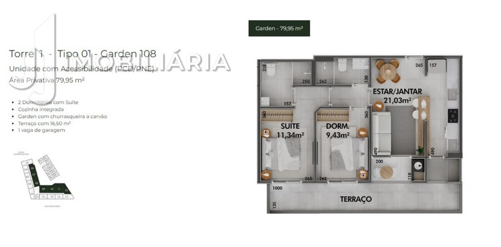 Apartamento para venda no Cachoeira do Bom Jesus em Florianopolis com 40,88m² por R$ 288.000,00