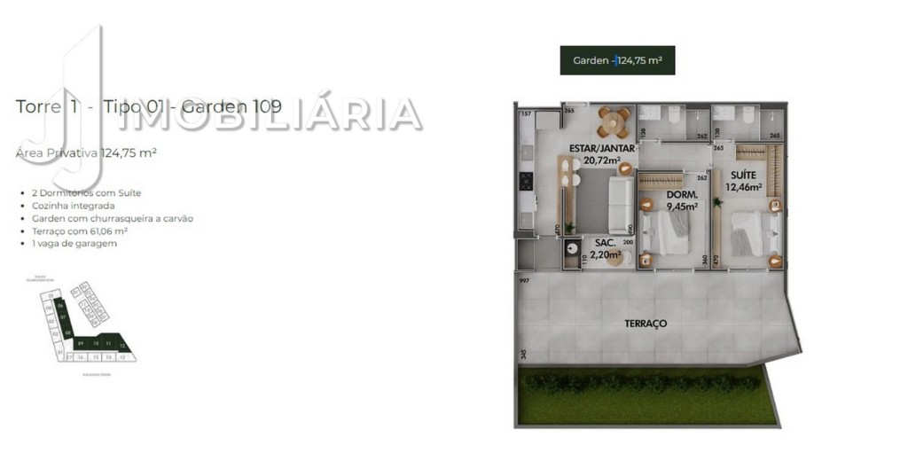 Apartamento para venda no Cachoeira do Bom Jesus em Florianopolis com 40,88m² por R$ 288.000,00