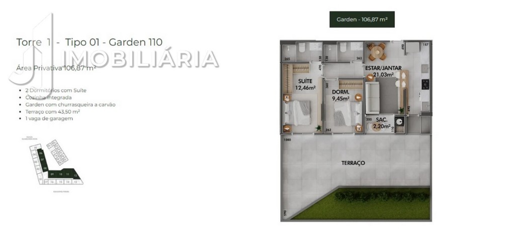 Apartamento para venda no Cachoeira do Bom Jesus em Florianopolis com 40,88m² por R$ 288.000,00