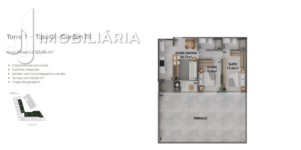 Apartamento para venda no Cachoeira do Bom Jesus em Florianopolis com 40,88m² por R$ 288.000,00