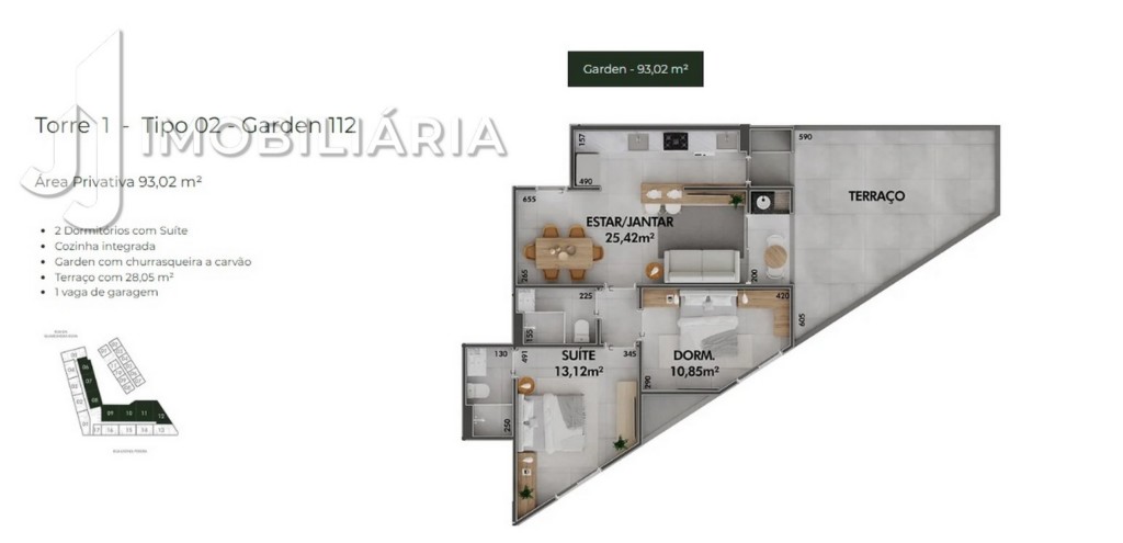 Apartamento para venda no Cachoeira do Bom Jesus em Florianopolis com 40,88m² por R$ 288.000,00