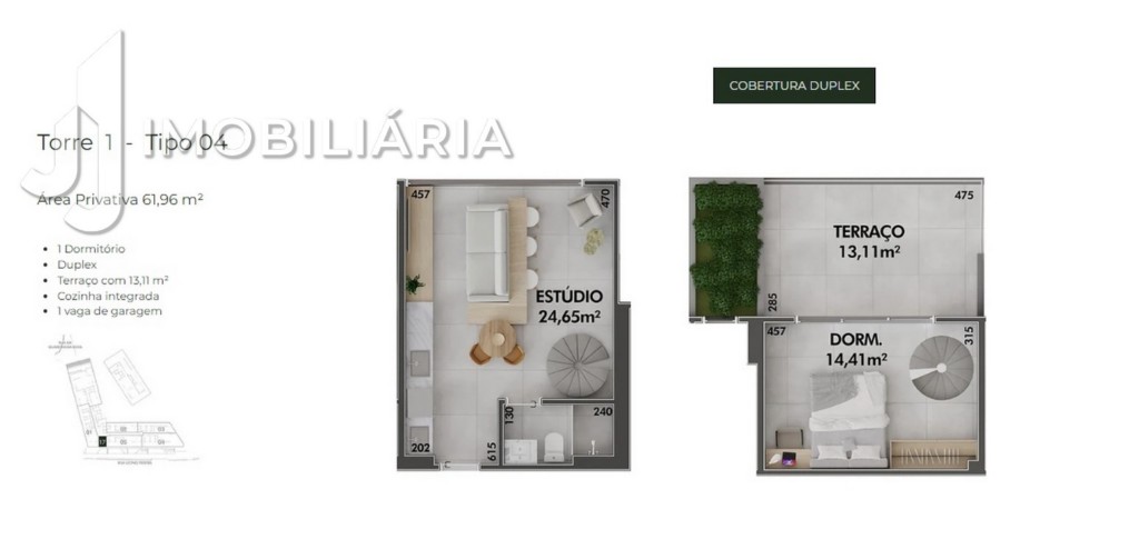 Apartamento para venda no Cachoeira do Bom Jesus em Florianopolis com 40,88m² por R$ 288.000,00