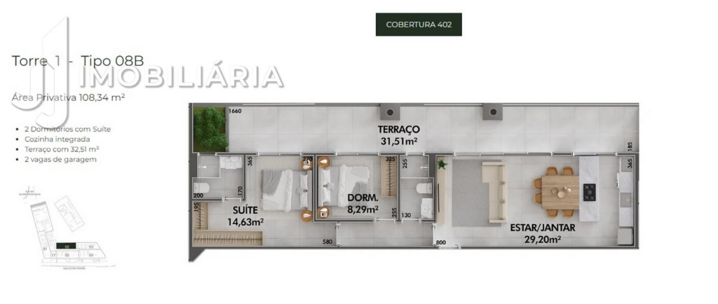Apartamento para venda no Cachoeira do Bom Jesus em Florianopolis com 40,88m² por R$ 288.000,00