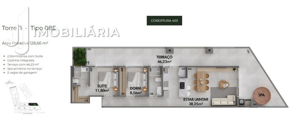 Apartamento para venda no Cachoeira do Bom Jesus em Florianopolis com 40,88m² por R$ 288.000,00