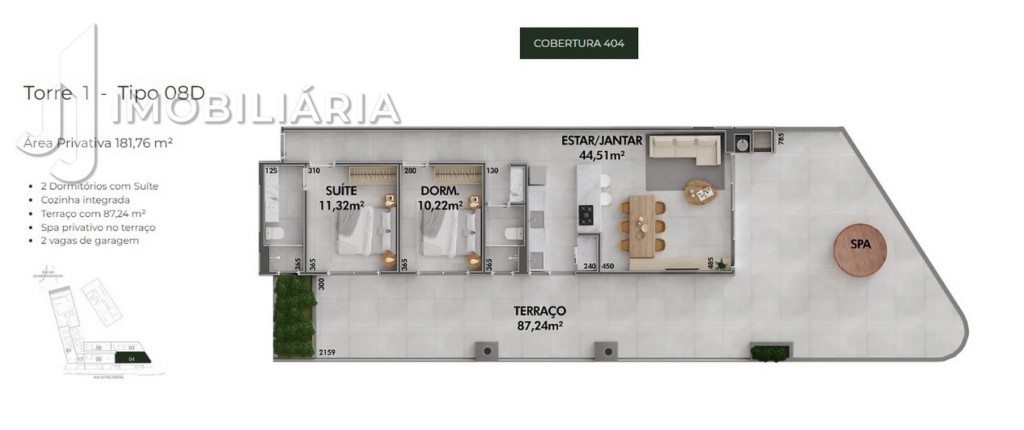 Apartamento para venda no Cachoeira do Bom Jesus em Florianopolis com 40,88m² por R$ 288.000,00