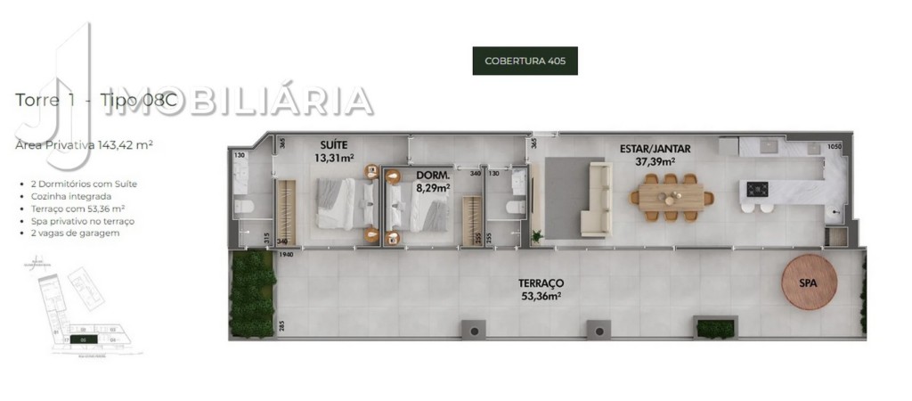 Apartamento para venda no Cachoeira do Bom Jesus em Florianopolis com 40,88m² por R$ 288.000,00