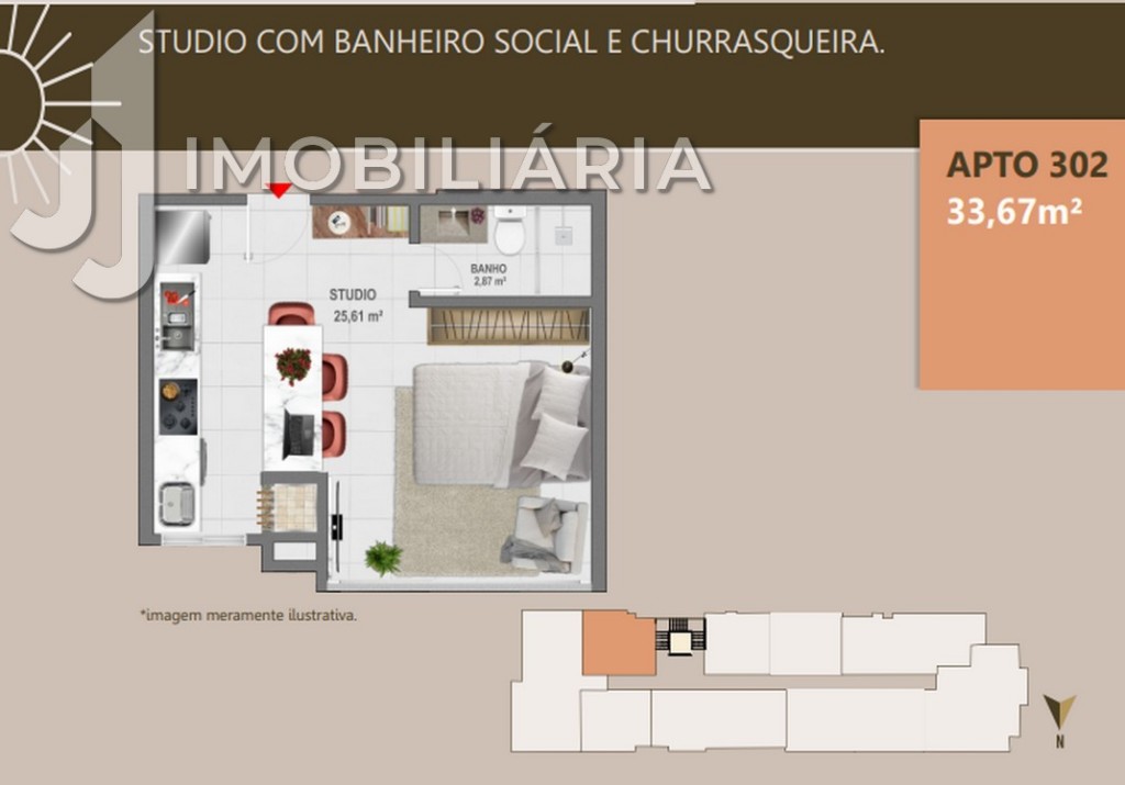 Apartamento para venda no Ingleses do Rio Vermelho em Florianopolis com 45,67m² por R$ 398.458,78