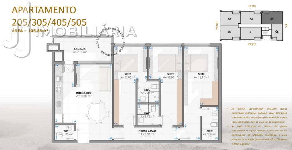 Apartamento para venda no Jurere em Florianopolis com 205,52m² por R$ 1.939.035,65