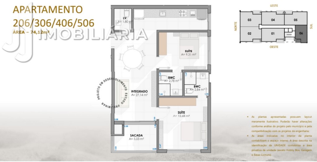 Apartamento para venda no Jurere em Florianopolis com 43,45m² por R$ 468.387,74