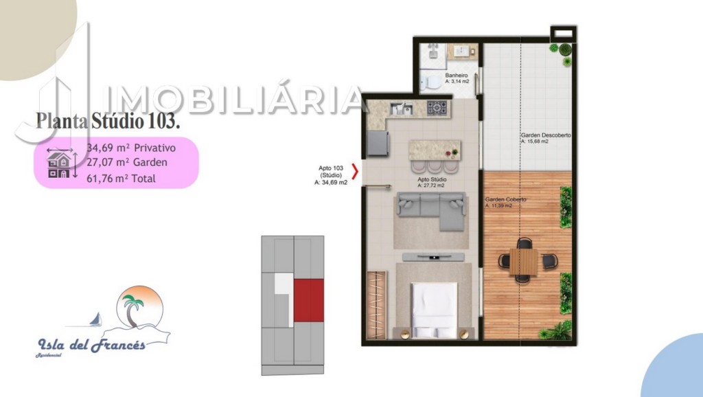 Apartamento para venda no Canasvieiras em Florianopolis com 68,31m² por R$ 669.486,00