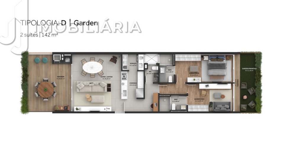 Apartamento para venda no Cacupe em Florianopolis com 130,02m² por R$ 2.536.612,47