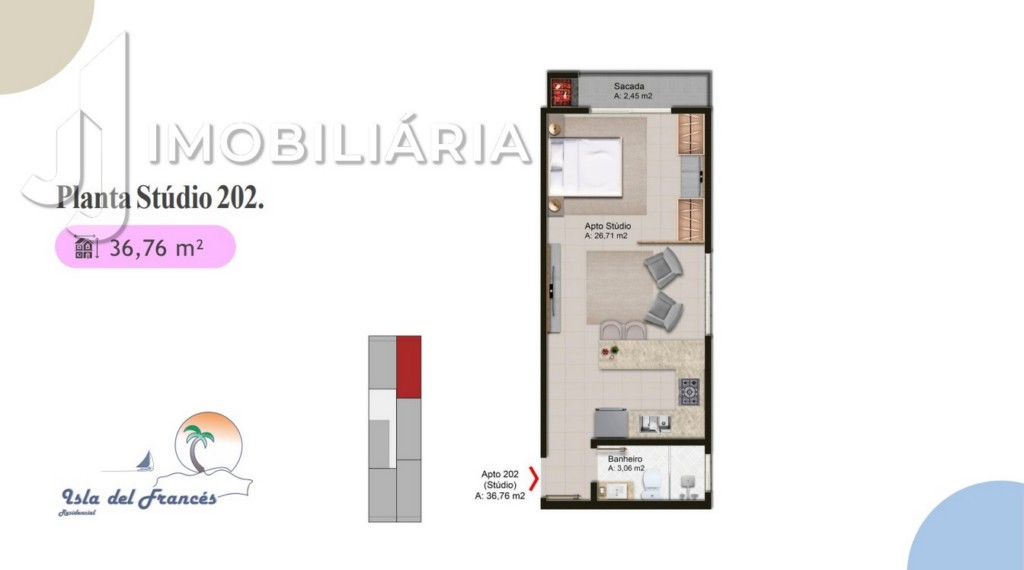 Apartamento para venda no Canasvieiras em Florianopolis com 48,76m² por R$ 546.698,00