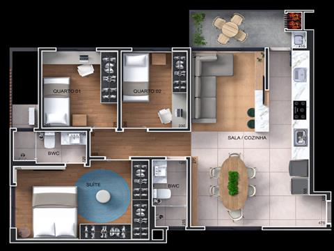 Apartamento para venda no Capao da Imbuia em Curitiba com 81,41m² por R$ 735.000,00