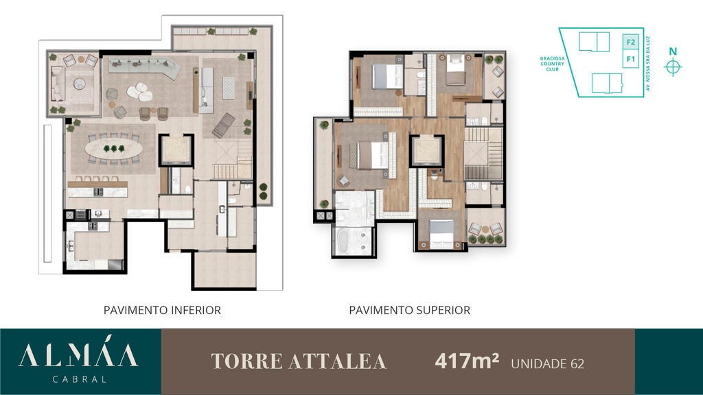 Apartamento para venda no Bacacheri em Curitiba com 417,00m² por R$ 7.184.922,87