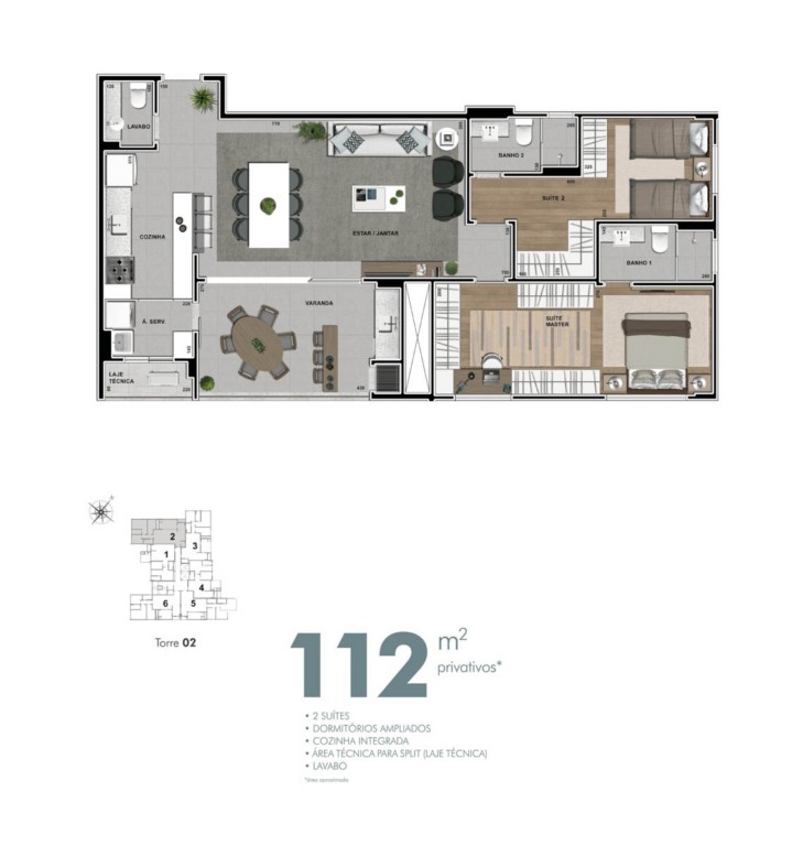Apartamento para venda no Cabral em Curitiba com 112,71m² por R$ 1.093.906,00