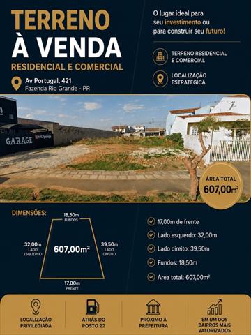 Terreno para venda no Nacoes em Fazenda Rio Grande com 607,00m² por R$ 960.000,00