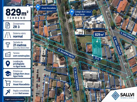 Terreno para venda no Agua Verde em Curitiba com 829,00m² por R$ 2.000.000,00