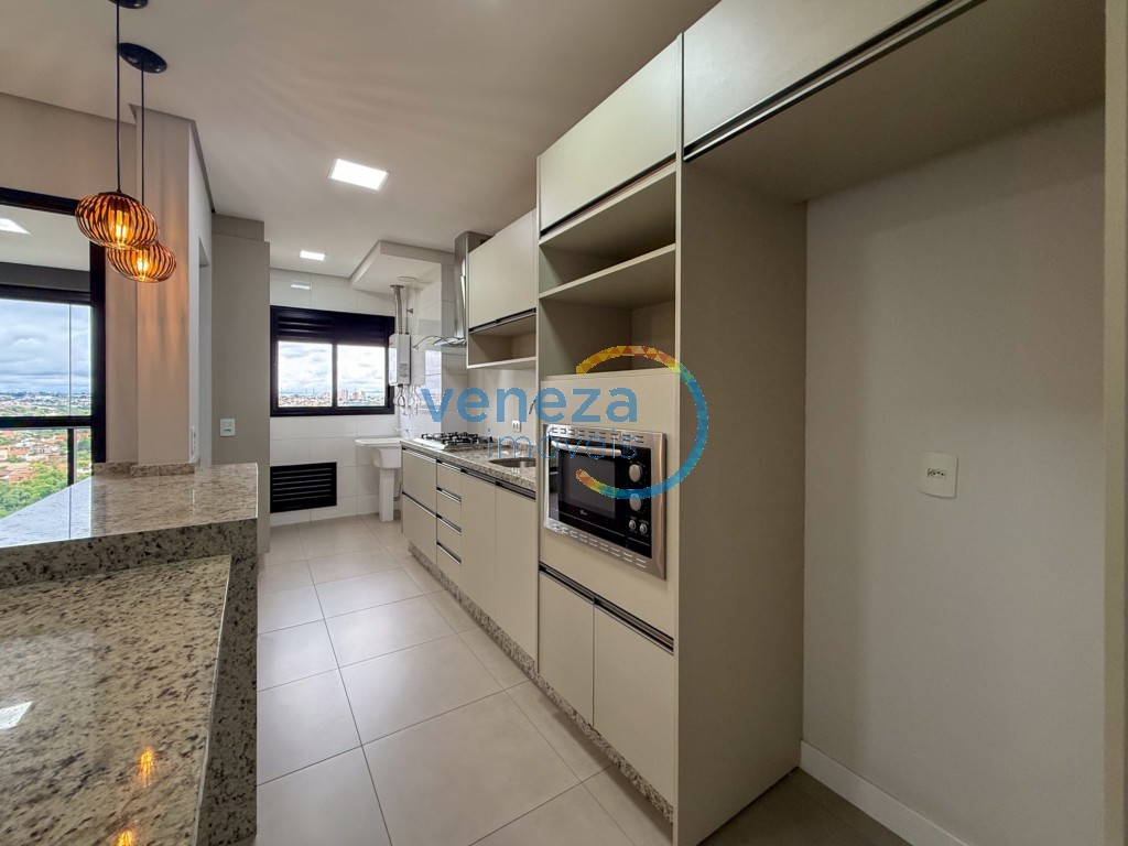 Apartamento para locação no bairro Gleba Palhano de Londrina com 81m<sup>2</sup> útil, 2 quartos, 2 vagas de garagem