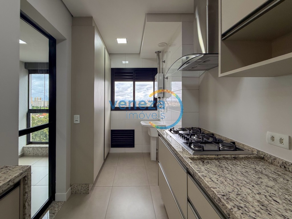 Apartamento para locação no bairro Gleba Palhano de Londrina com 81m<sup>2</sup> útil, 2 quartos, 2 vagas de garagem