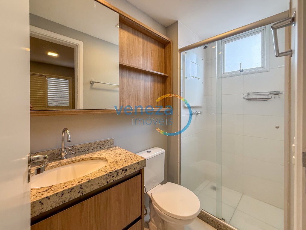 Apartamento para locação no bairro Gleba Palhano de Londrina com 75.5m<sup>2</sup> útil, 3 quartos, 1 vaga de garagem