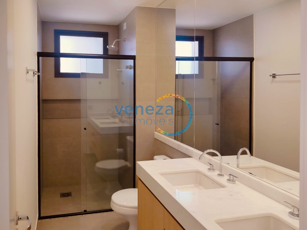 Apartamento para locação no bairro Gleba Palhano de Londrina com 104m<sup>2</sup> útil, 3 quartos, 2 vagas de garagem