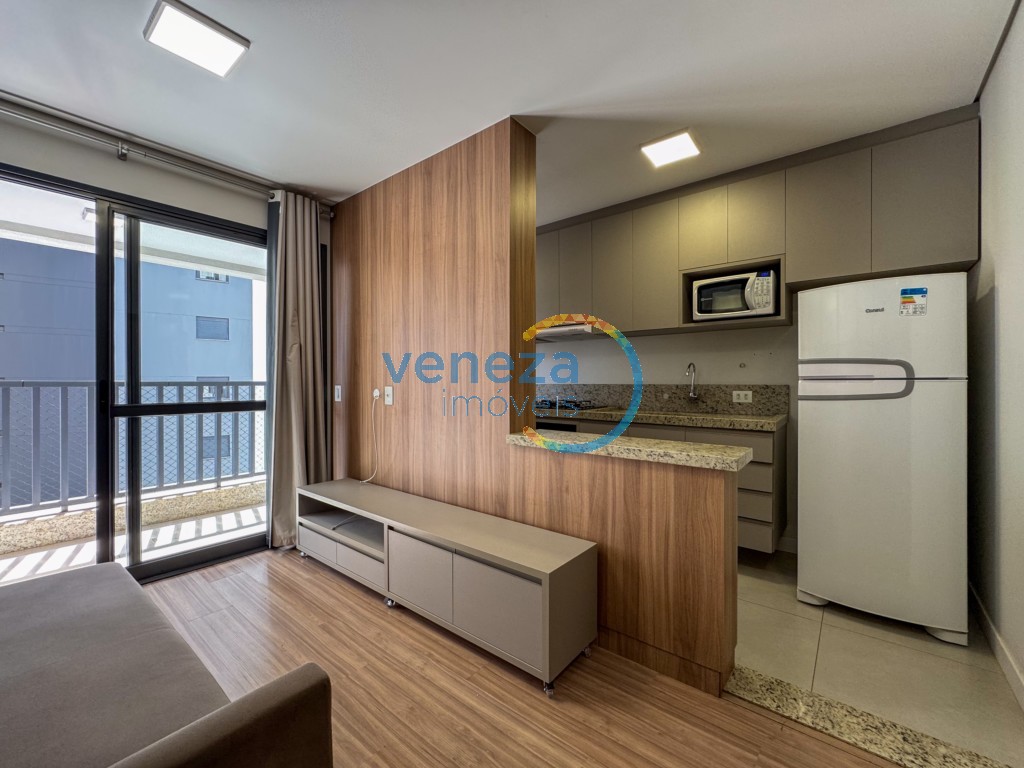 Apartamento para locação no bairro Gleba Palhano de Londrina com 45m<sup>2</sup> útil, 1 quarto, 1 vaga de garagem