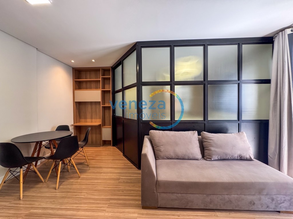 Apartamento para locação no bairro Gleba Palhano de Londrina com 45m<sup>2</sup> útil, 1 quarto, 1 vaga de garagem