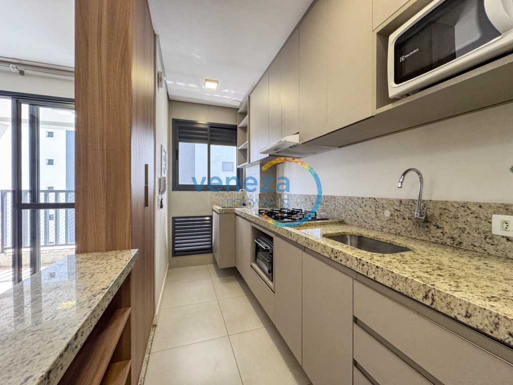 Apartamento para locação no bairro Gleba Palhano de Londrina com 45m<sup>2</sup> útil, 1 quarto, 1 vaga de garagem