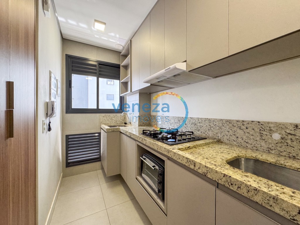 Apartamento para locação no bairro Gleba Palhano de Londrina com 45m<sup>2</sup> útil, 1 quarto, 1 vaga de garagem