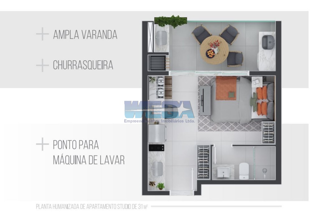 Kitnet/Studio à venda em Agua Verde, Curitiba — Portal Chave Fácil